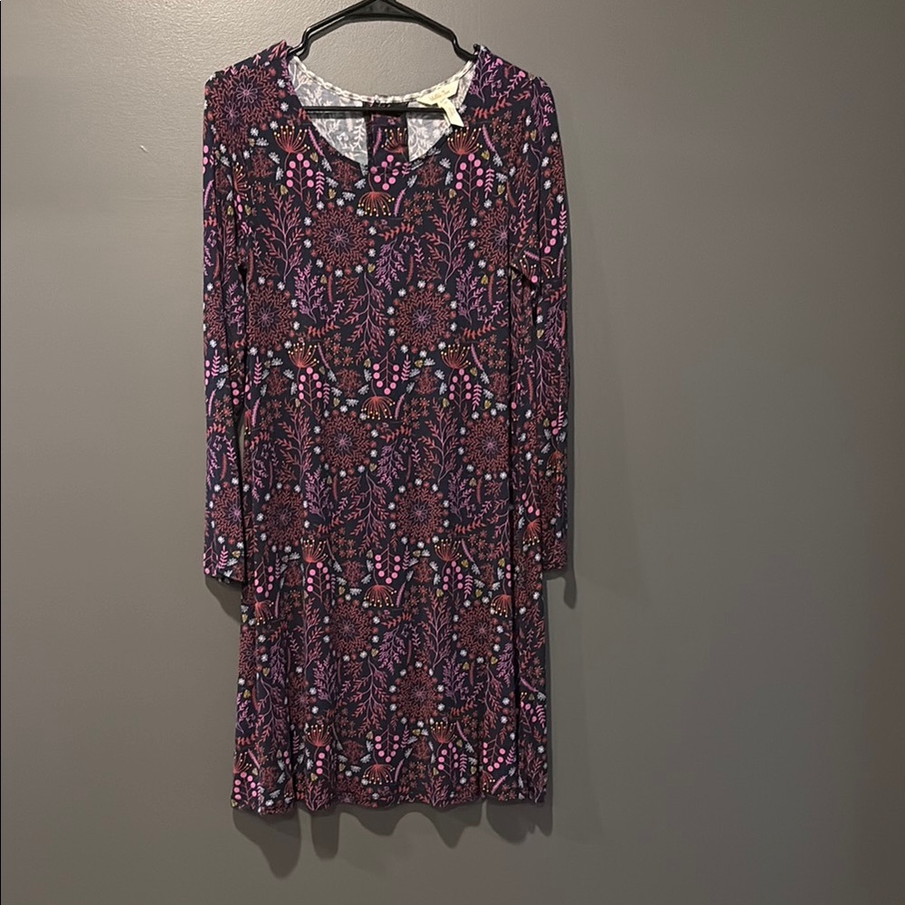 Elegant Purple and Pink Long Sleeve Dress